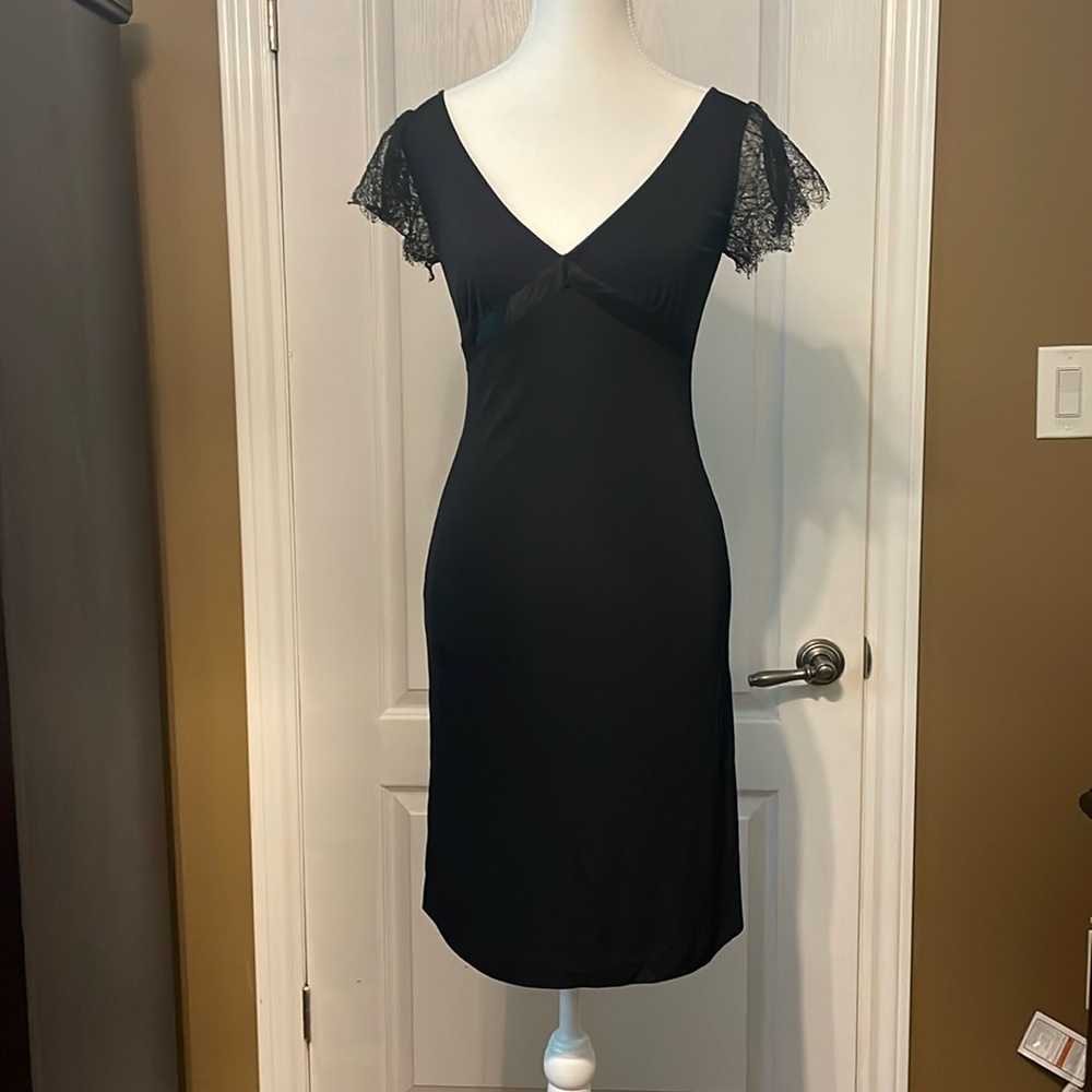 VERSACE JEANS Vintage 90’s Little Black Dress Elegant Midi Lace bombshell
